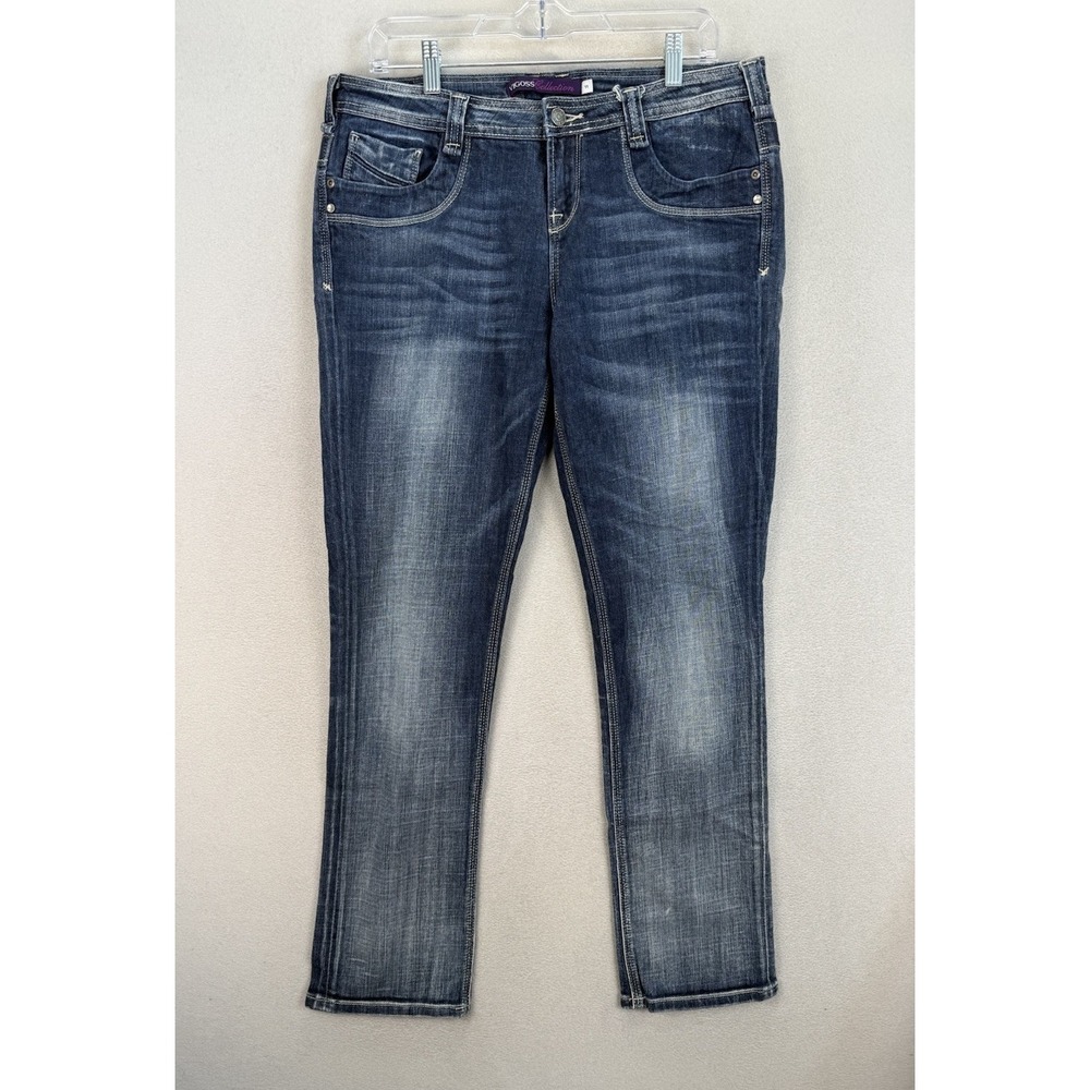 VIGOSS Jeans Women's Sz 11 Thick‎ Stitch Embellished Pockets Bootcut Blue Denim